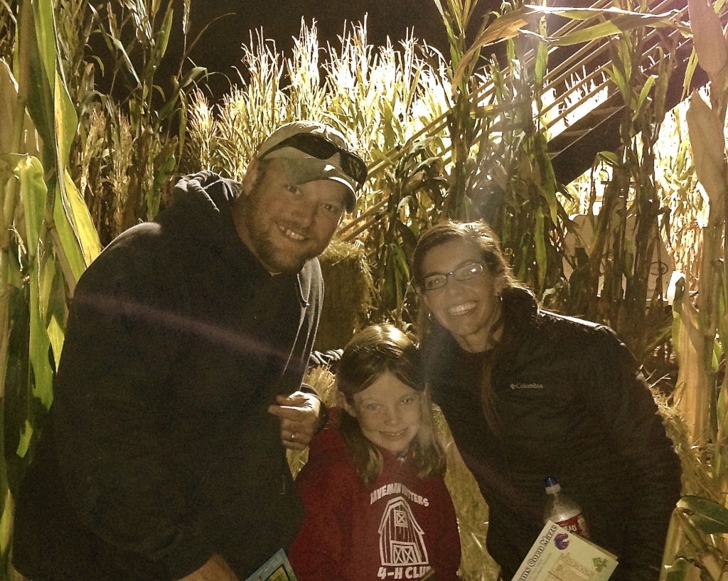 Autumm, Hattie and I in a corn maze at the Farmstead in Kuna, Idaho.