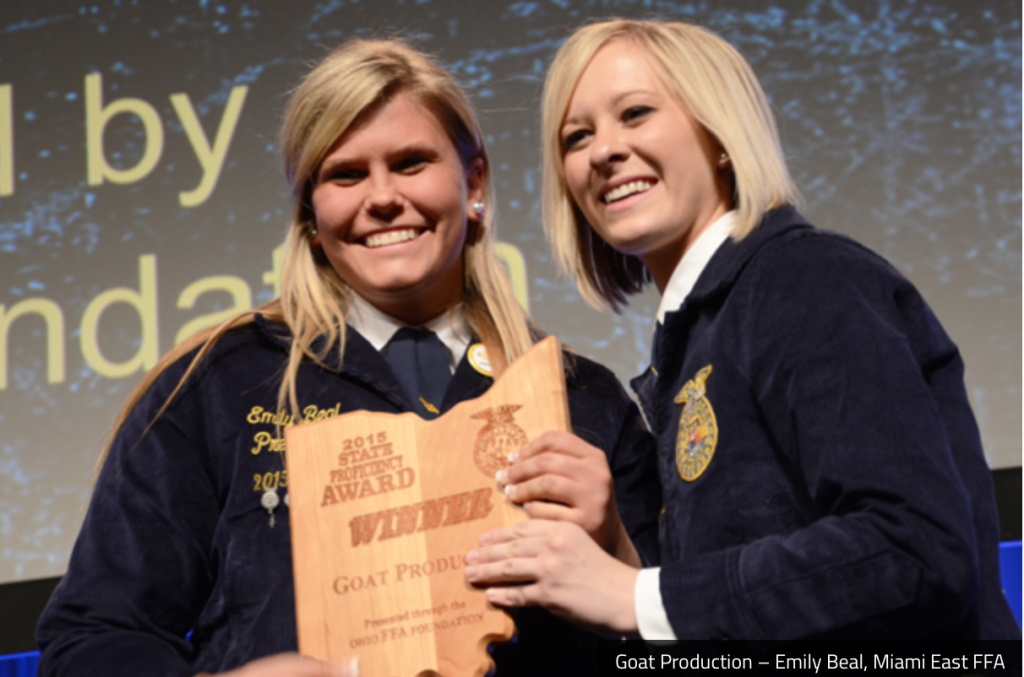 Emily receiving the 2015 State Goat Proficiency Award for Ohio!